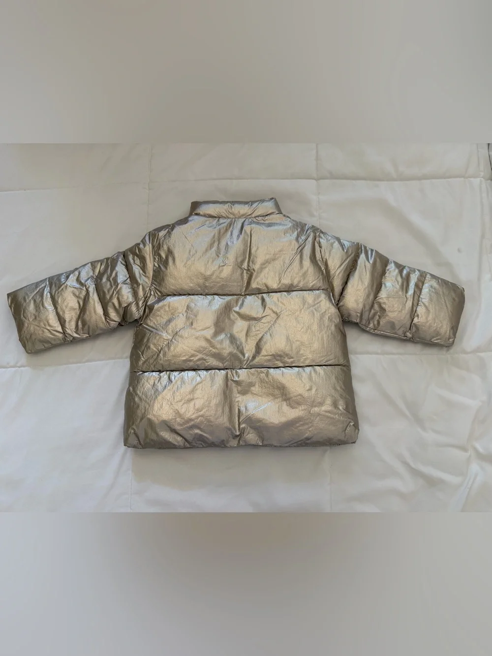 Zara Metallic Silver Puffer Jacket for Kids